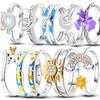 925 Sterling Silver Sun Rainbow Ring Butterfly Rings Beaded For Women Design Luxury Fine Jewelry Gift Party