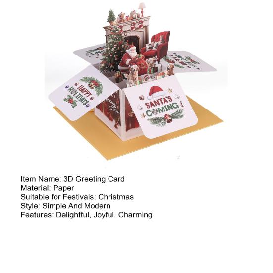 Christmas 3D Pop Up Greeting Card Santa's Coming Holiday Gift Card for Women Men Kids Husband Wife Mom Dad Daughter
