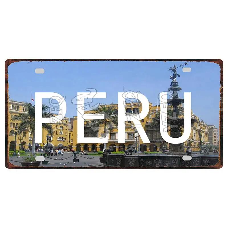 Lima Cusco Vintage Travel Metal Signs Licence Plate Poster Decorative For Club Wall Art Home Decor 30X15CM DC-1033A