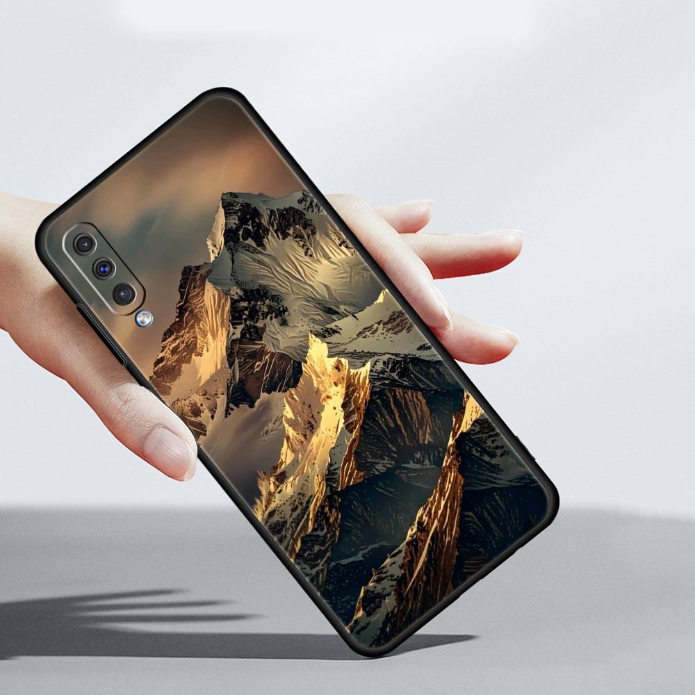 Черный Чехол-Насадка 'Горный Пик' для Samsung Galaxy A56 A36 A26 A16 A34 A24 A42 A22 A20 A12 A40 A30 A10 5G Мягкий ТПУ Чехол-Оболочка