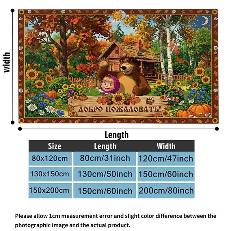 Cartoon Masha&Bear Print Flannel Blanket High Quality Warm Comfortable Cover for All Seasons Perfect for Gifts Home Decor