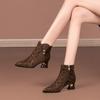 Short Boots, Women's Shoes, New Thick-heeled Pointed-toe Mid-heeled Fashionable and Versatile Ankle Boots