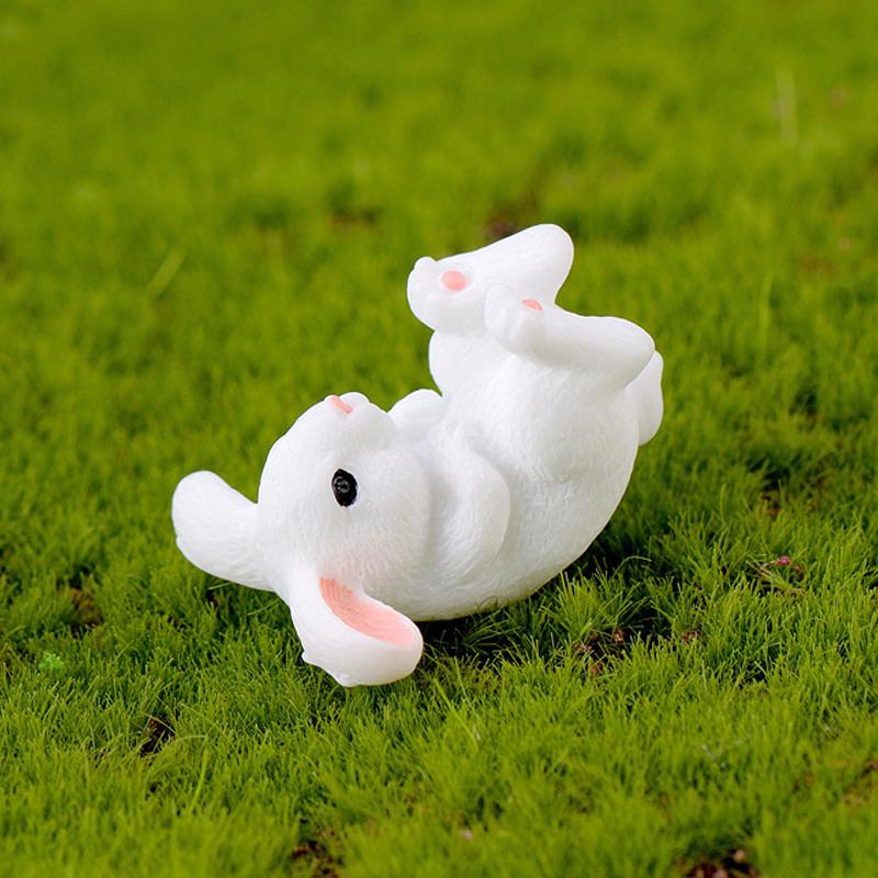 1Pc Cute Rabbit Easter Miniature Resin Craft Mini Bunny Ornament Fairy Garden Supplies Home Figurine Animal Garden Ornament