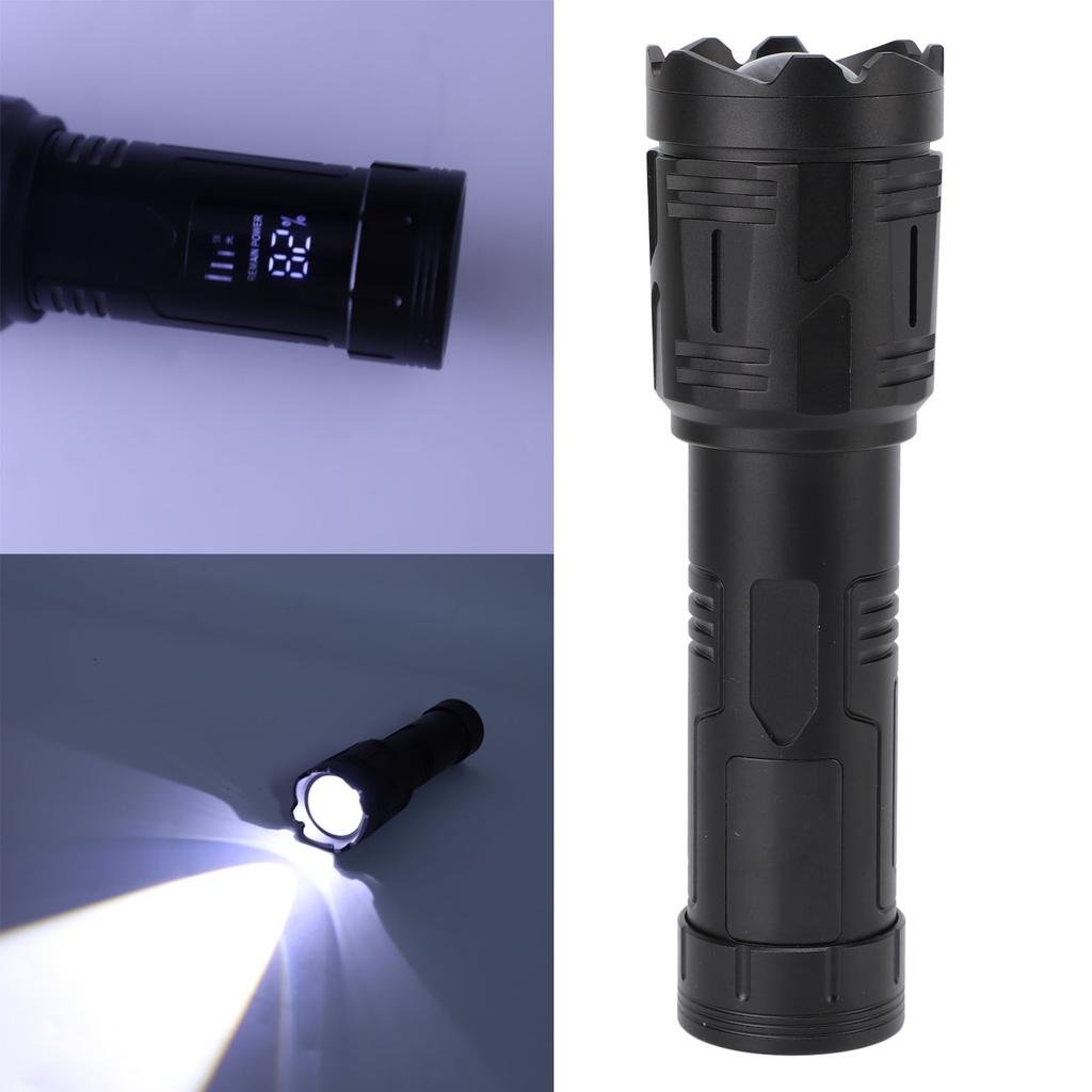 Сверхъяркий фонарик с ЖК-цифровым дисплеем, перезаряжаемый через USB, водонепроницаемый IPX4, светодиодный фонарь высокой мощности F