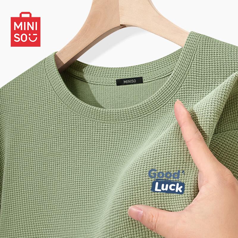 MINISO Мужская вафельная футболка с длинным рукавом, плотная