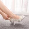 Свадебная обувь, прозрачные туфли-лодочки для невесты, роскошные атласные шелковые туфли на высоком квадратном каблуке 7 см для рождественской вечеринки и вечеринки