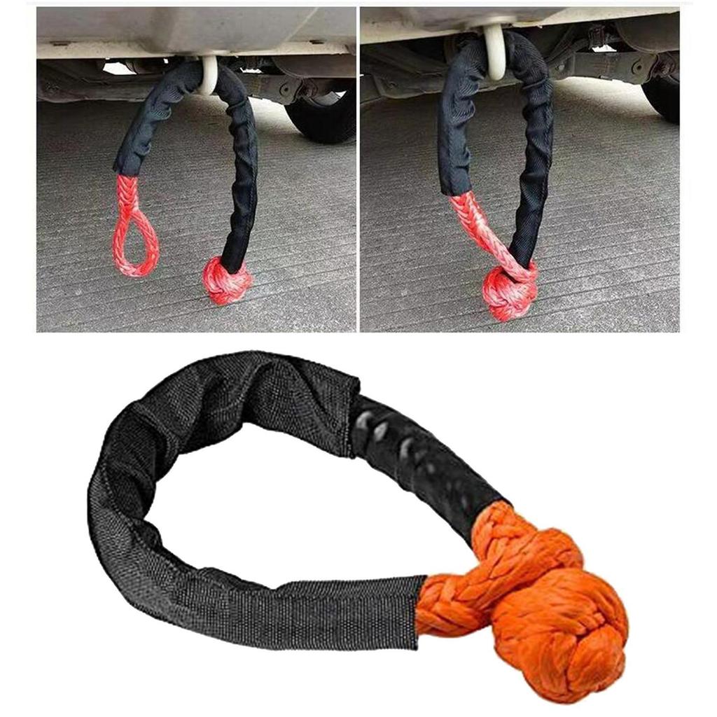 Car Tow Rope Shackle w/Winch Snatch Recovery Ring, Synthetic