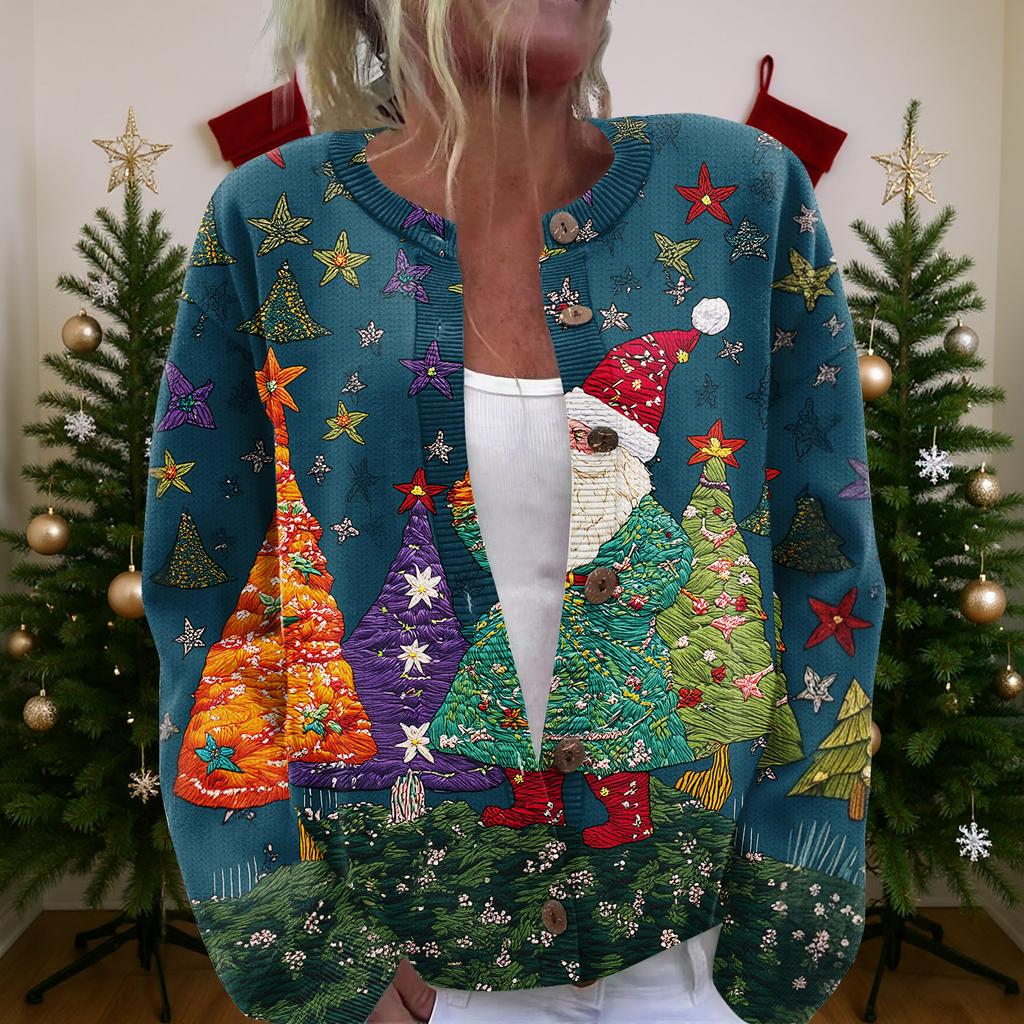 Женский рождественский свитер Милый забавный рождественский свитер Осень и зима Свитер с длинным рукавом вязаный