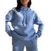 2 Pcs/Set Women Casual Outfit Hoodie Pants Set Thick Solid Color Long Sleeve Warm Drawstring Elastic Waist Plush Pullover Pocket