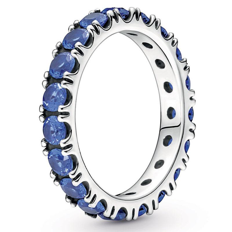 Аутентичное кольцо из стерлингового серебра 925 пробы Rose Row Eternity Ring с кристаллом для женщин, модные украшения
