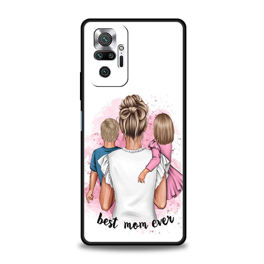 Чехол для телефона для Xiaomi Redmi Note 13 12 5G 9S 9 8 10 11 Pro 9T 13C 12C 10C 9C 9A 7 Pro Мягкий силиконовый чехол Девочка Мама Семья