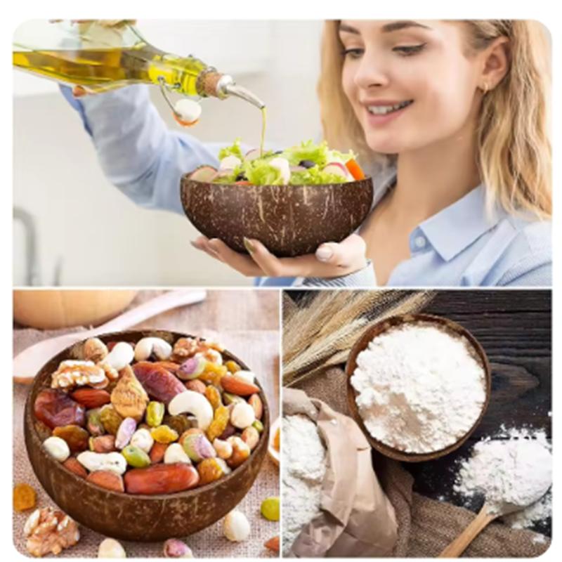 Кокосовые миски для сервировки блюд, деревянные салатницы, деревянные многоразовые миски, сервировочные принадлежности, натуральные миски из кокосовой скорлупы для завтрака и вечеринки