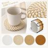 Набор из 8 плетеных хлопковых подстаканников для защиты столешницы домашнего офиса Впитывающие круглые подставки для напитков кружек чашек