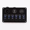 DC 12 V/24 V Car Marine Boat 6-Gang Waterproof Circuit Blue LED Rocker Switch Panel Breaker USB Charger Switches  Relays