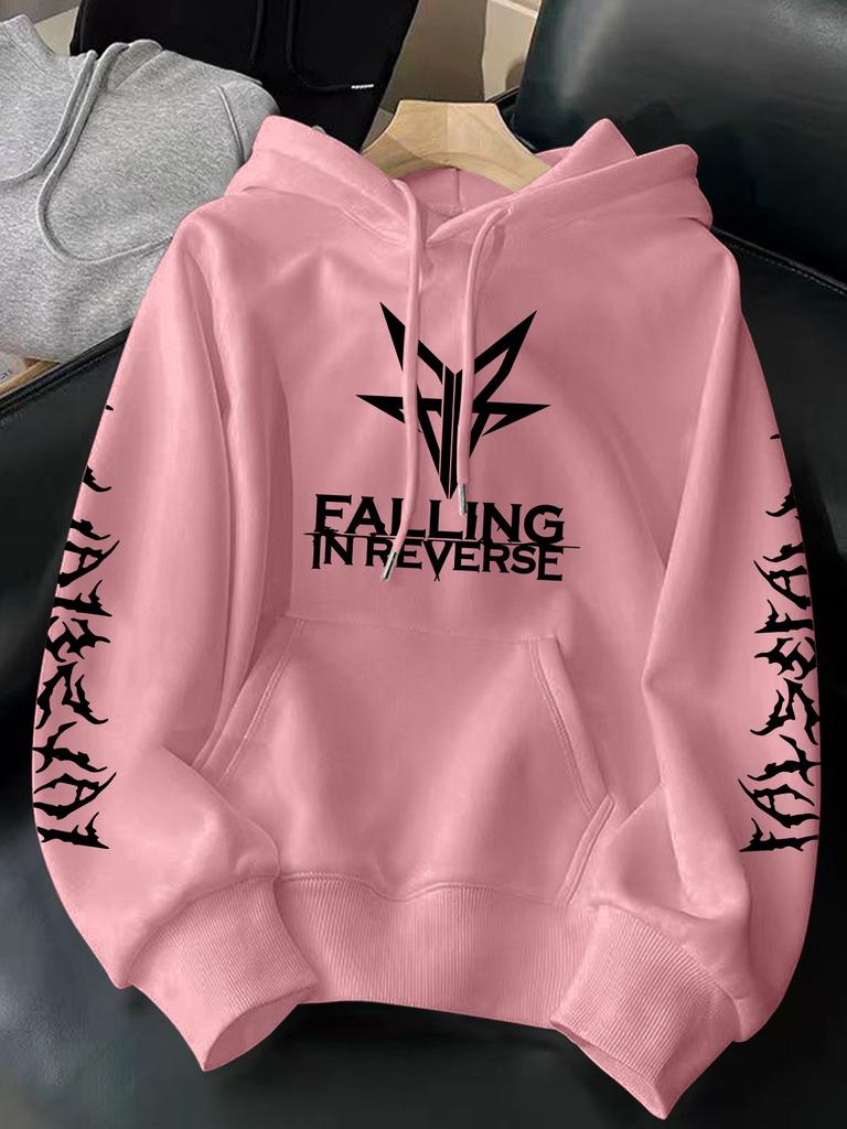 Хэви-метал группа Falling In Reverse Худи с капюшоном, с принтом на двойных рукавах, большого размера, пуловер