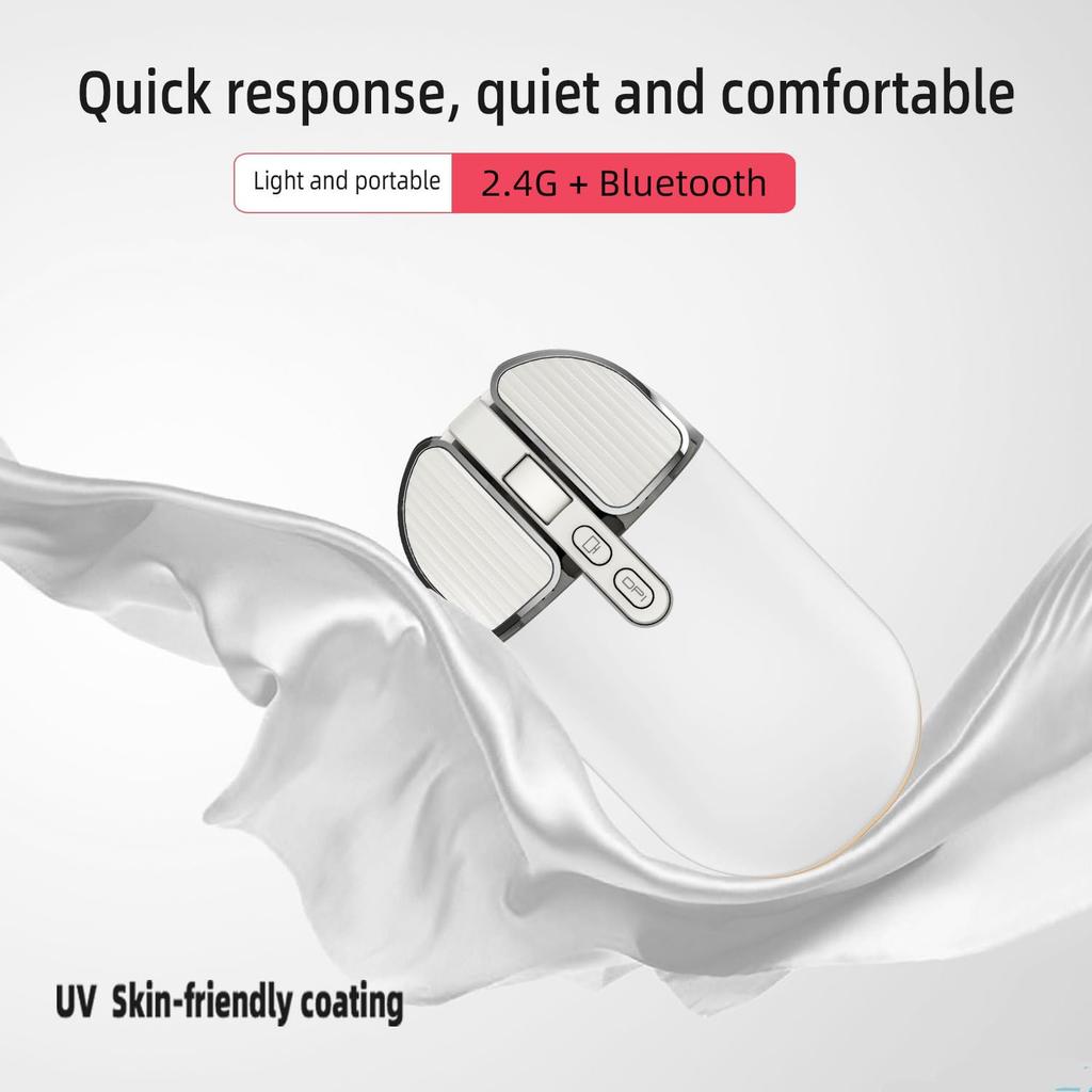 M203 USB Wireless Bluetooth Mouse Ultra Thin Quiet Rechargeable Wireless Compact Lightweight Compatible with iOS13 or Surface Tablet White 5.1