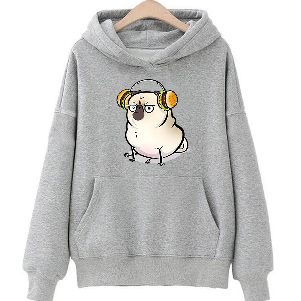 Pug Dog Anime Clothes Manga/Comic Hoody Harajuku Fashion Hoodie Female/Male Fleece Long-sleeved Winter Loose Pullovers Regular