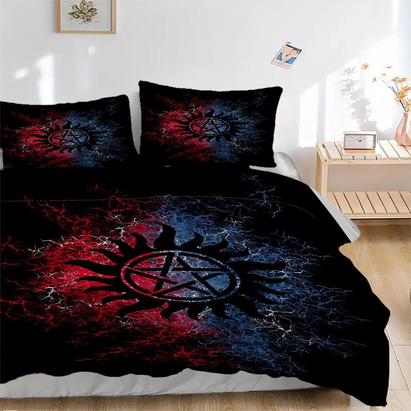 3pc Supernatural Symbols Cover Set - 1 Quilt Cover + 2 Pillowcases, All Seasons Bedroom Setting, Perfect for Home079