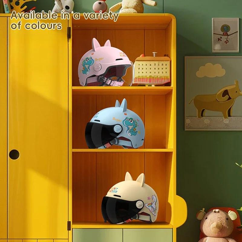 Детский шлем с кошачьими ушками и солнцезащитным козырьком с защитой от УФ-лучей, спортивный шлем для безопасности, детская защитная экипировка для езды на электросамокате, велосипеде, мотоцикле