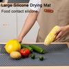 Large Silicone Draining Mat Safe Kitchen Cushion Pad with Raised Edge Draining Mat for Tidy Countertops