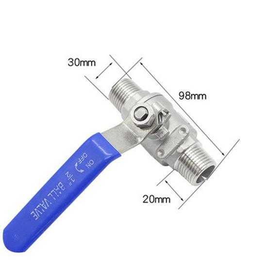 304 Stainless Steel Two-Piece Ball Valve with Inner and Outer Threaded Connections, Straight-Through Design