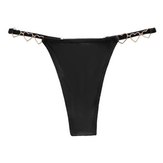 Женские стринги, бесшовное сексуальное нижнее белье с низкой посадкой, Т-образная спинка, дерзкие блестящие трусики с металлической цепочкой в форме сердца