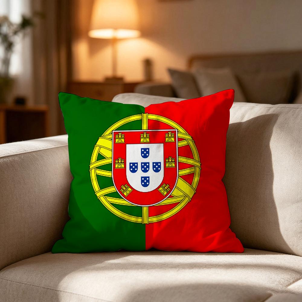 Portugal POR Flag Pillow Case Cushion Cover Soft Washable Pillow Case MultiScene For Couch Bed Travel Office Use