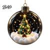 Modern Christmas Tree Hanging Lights Glowing Decorative Ball, Lighted Ornament with Festive Scene, LED Illuminated Holiday Mantel Accents Decor