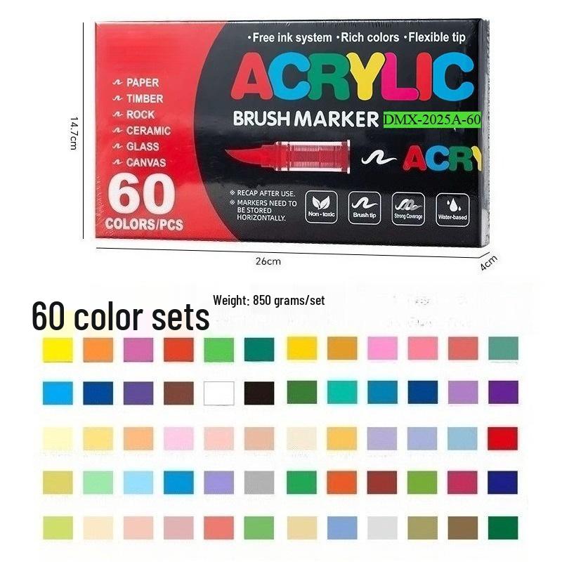 Моющиеся акриловые маркеры с мягким наконечником – Набор для DIY: Ваза для стекла и акварельные маркеры