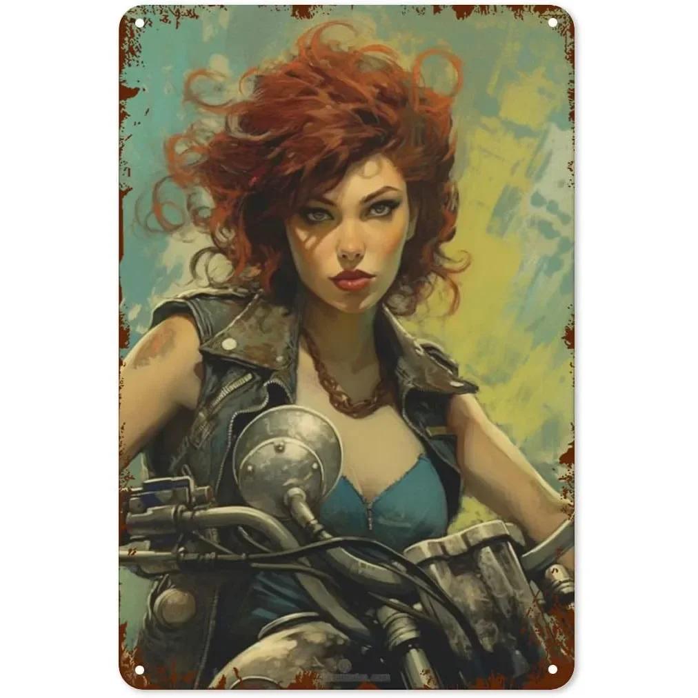 Металлические жестяные вывески для девочек и женщин, винтажные мотоциклетные забавные художественные настенные украшения для дома, мужчины, пещеры, гаража, кафе, баров, пабы