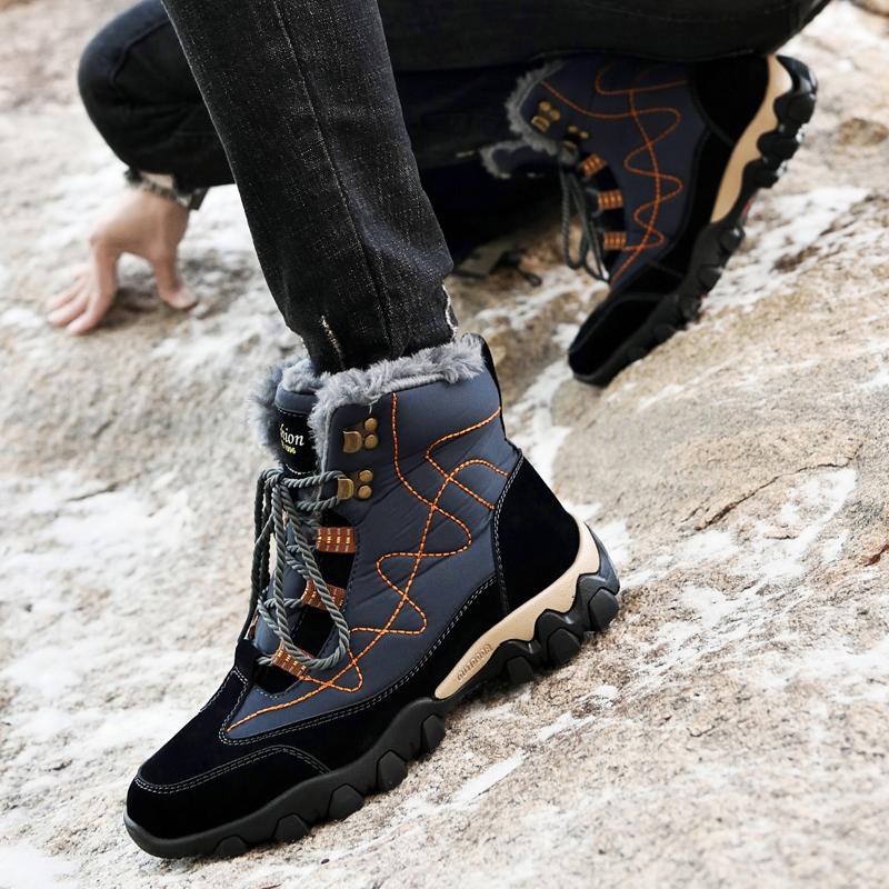Мужские плюшевые сапоги. Высокие хлопковые туфли. Теплые зимние сапоги. Большие ботинки 38–47.