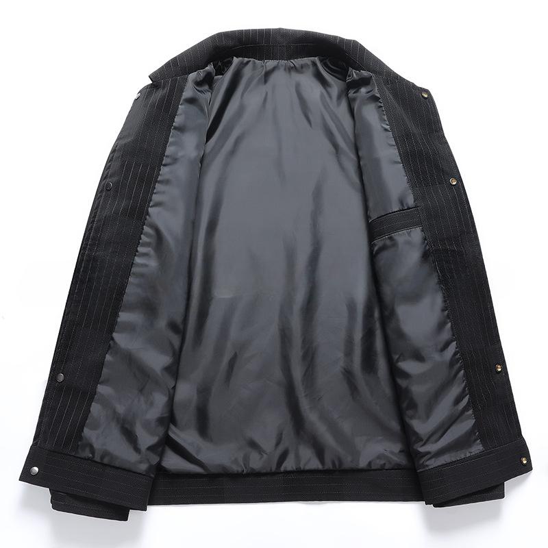 Spring And Autumn New Leather Jacket Men'S Leather Jacket Printing Trend Casual Striped Lapel Fashion Loose Trend