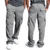 Men Multi-pocket Pants Mens Sweatpants Straight Fit Joggers for Sports and Streetwear Loose Oversized Drawstring Long Pants