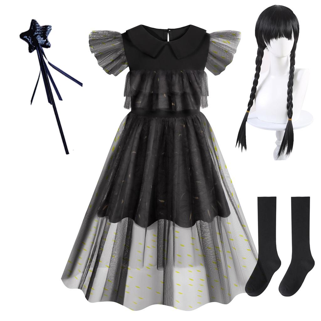 Фильм Среда, платья для косплея, Среда Аддамс, карнавальный костюм, готический ветер, детское платье, костюмы для Хэллоуина