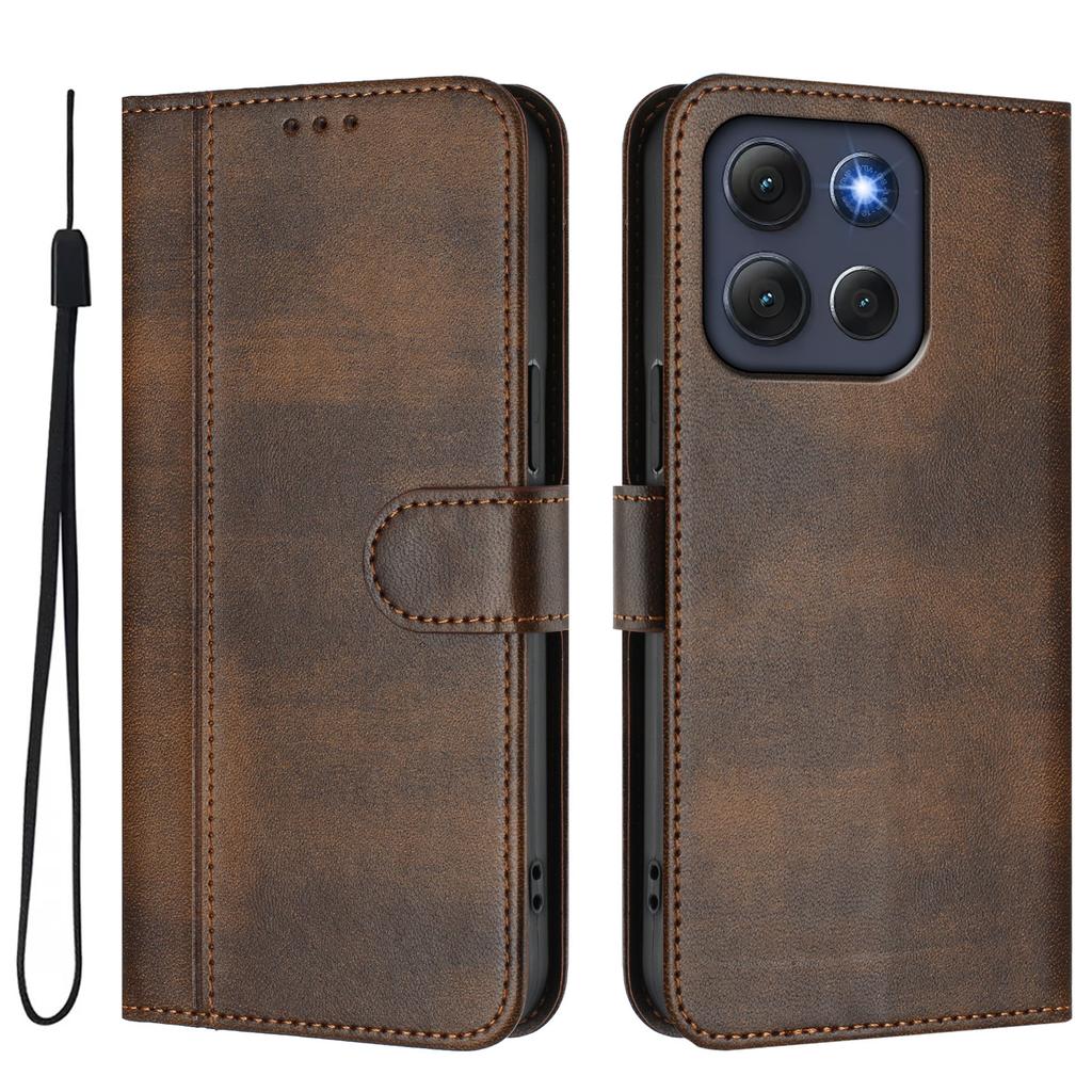 For Motorola Moto G86 5G Cases Wallet Stand Retro Texture Leather Phone Cover with Lanyard