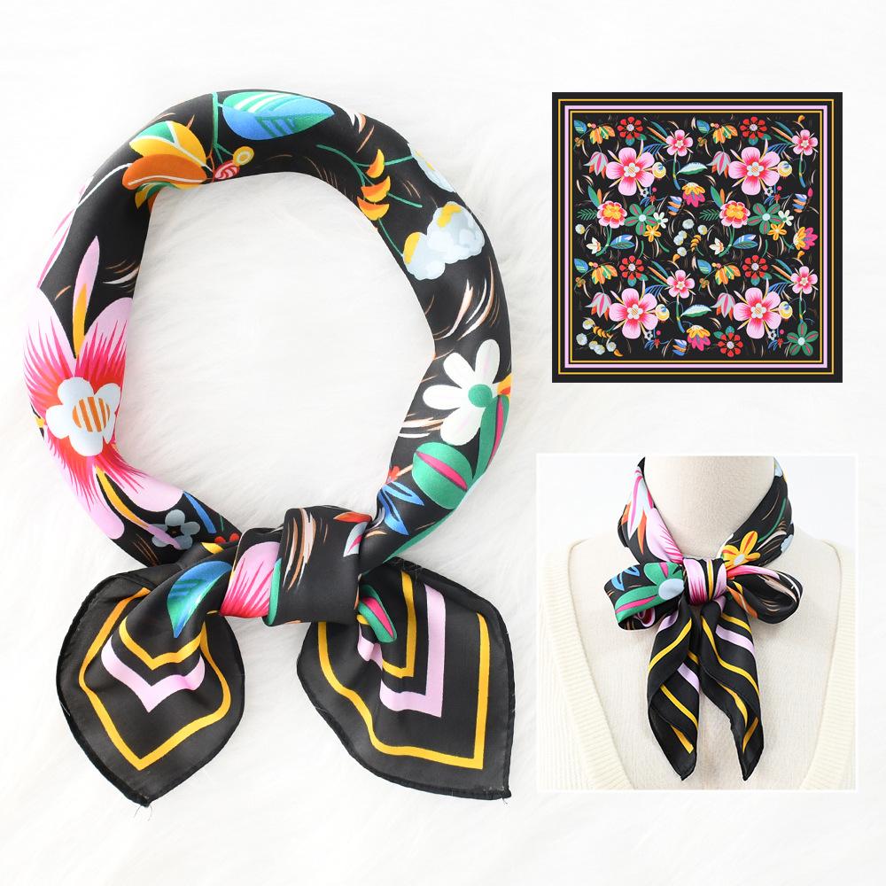 Women'S New Fashionable Atmosphere Simulation Silk Scarf Neck Protection Scarf Spring Summer Autumn Square Scarf