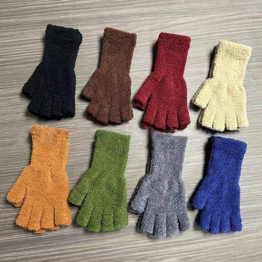 Женские Митенки для Девочек Утепленные Зимние Теплые Перчатки Защищающие от Холода Перчатки без Пальцев