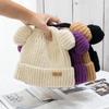 Корейская милая вязаная шапка с ушками, женская осенне-зимняя толстая теплая вязаная шапка, японская универсальная холодная шапка