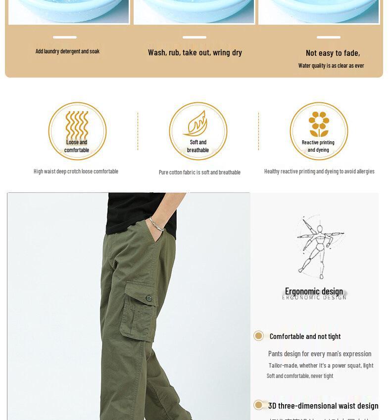 Весенне-осенние брюки карго свободного кроя для мужчин среднего возраста