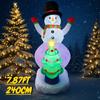 7.87FT Inflatable Snowman Christmas Tree Toy Xmas Yard Decoration Festive Gift LED Lit Christmas Supplies Home Decor Ornament