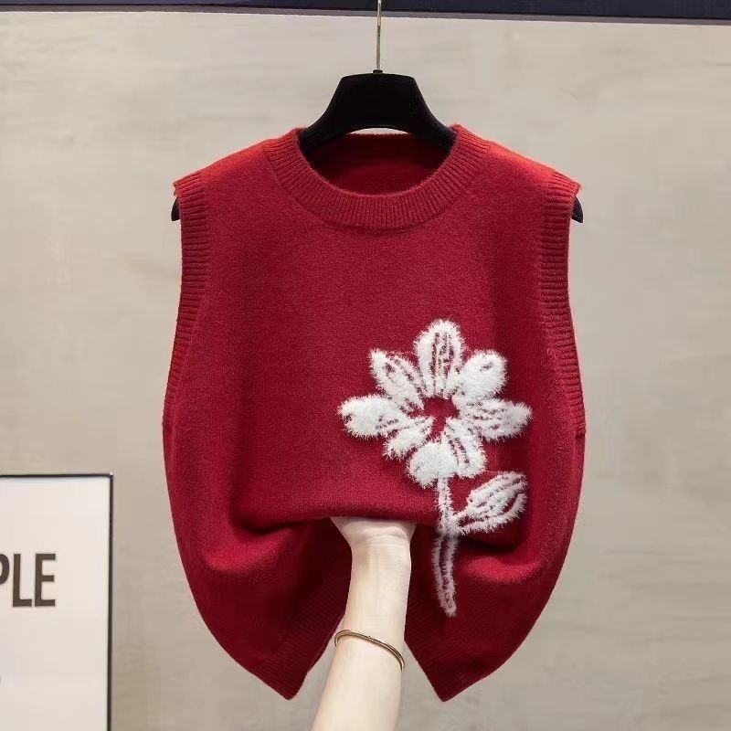 Knitted Vest for Women In Spring and Autumn Loose Fit Outerwear Knitwear Vest