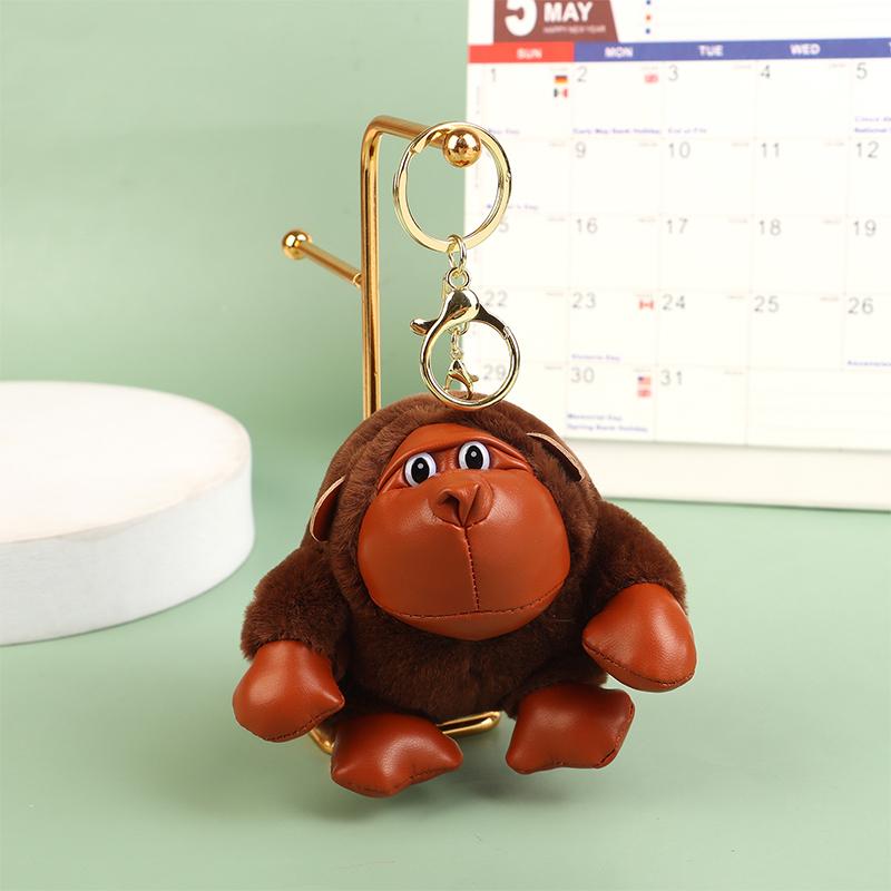 Cute Chimpanzee Pendant Keychain Plush Doll Toys Little Monkey Stuffed Filling Doll Keyring Backpack Charms Car Bag Decor Gifts