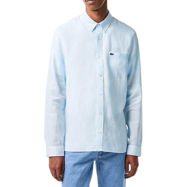 LACOSTE Shirts Men's Light Blue Lapel Moderate Straight Fit CH2188-T01