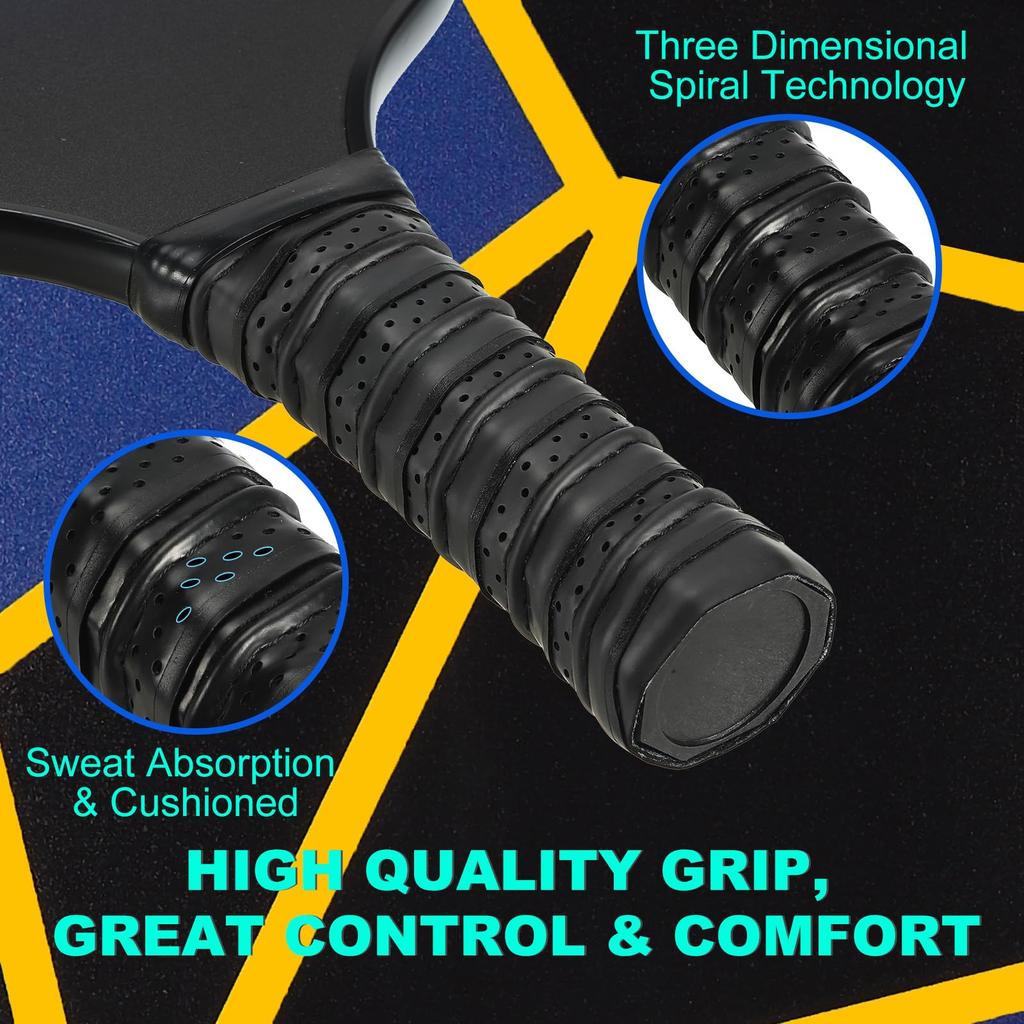 Набор ракеток для пиклбола PATIKIL, одобренная USAPA, ракетка для пиклбола с покрытием из стекловолокна и мягкой рукояткой, 2 ракетки, 4 мяча для пиклбола, 1 сумка для переноски для мужчин