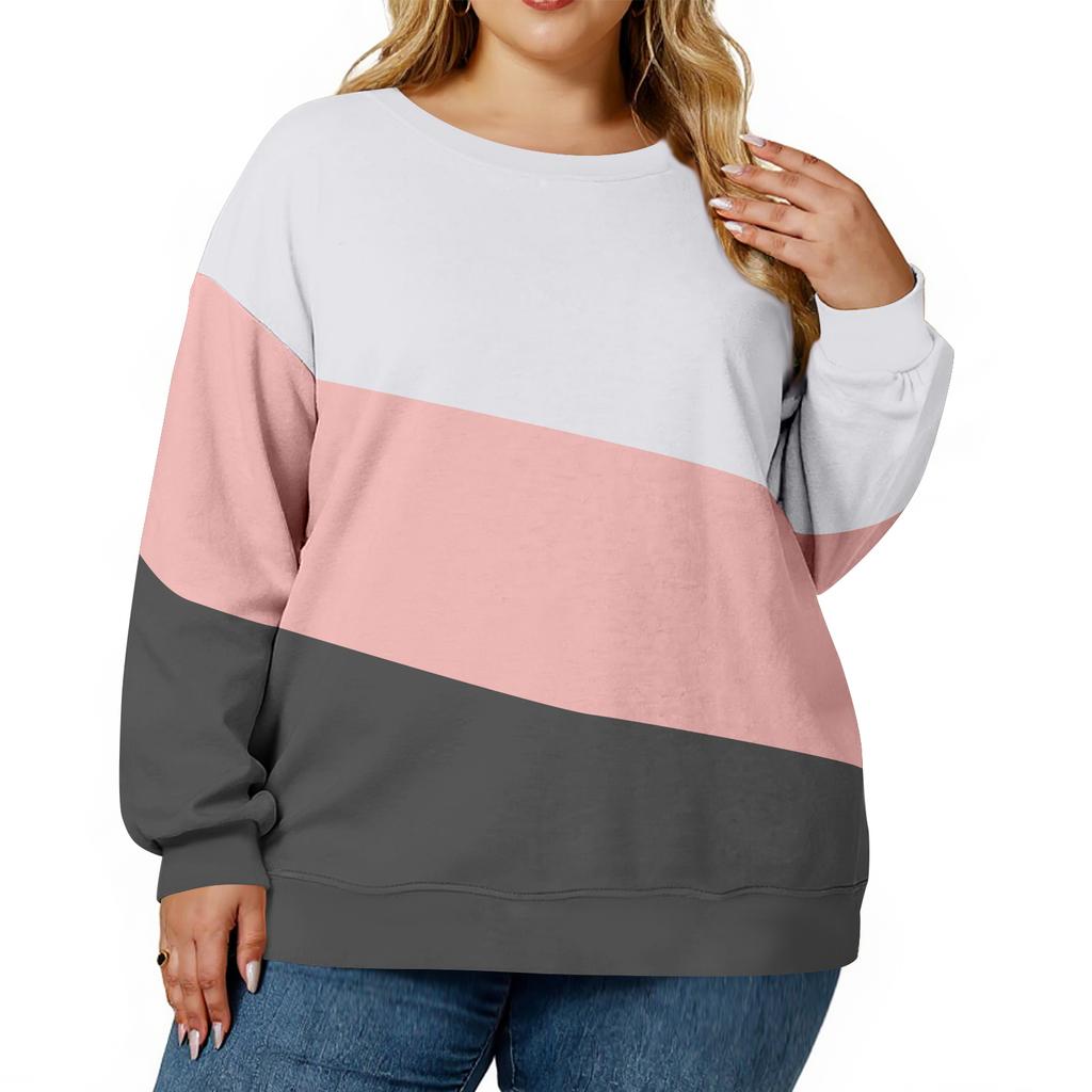 Plus Size Sweatshirt For  Women Oversized Crewneck Long Sleeve Pullover Tops