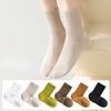 Женские осенне-зимние носки до середины икры, хлопковые носки с прямым углом, однотонные спортивные бесшовные длинные носки до икры, полностью хлопковые носки