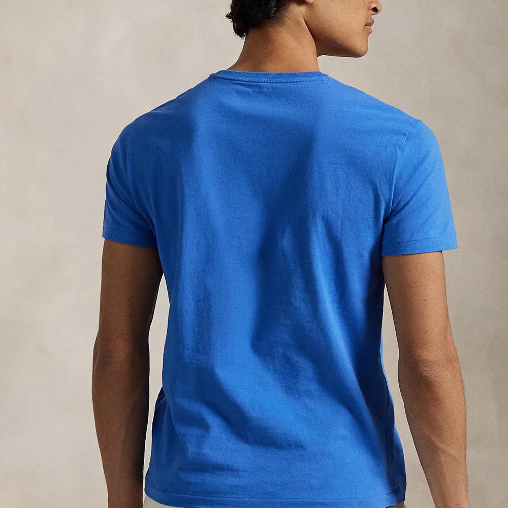 Polo Ralph Lauren Однотонная футболка с круглым вырезом и коротким рукавом Мужские топы Синий 710671438-411