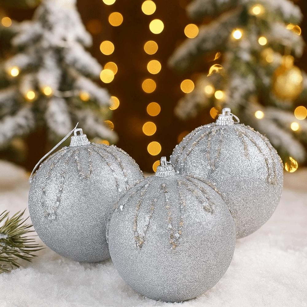 3 pcs/set Glitter Christmas Decoration Balls Multi-Color Xmas Tree Ornaments Party Decor