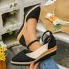 Модная женская обувь с закрытым носком, женские сандалии 2025, горячая распродажа, новые сандалии кэжуал с круглым носком, женские однотонные туфли на танкетке высокого качества