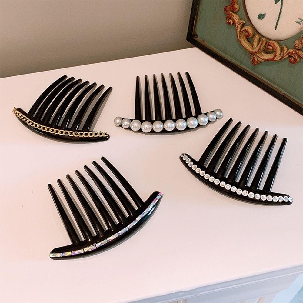 Elegent Headwear Teeth Hair Clip Pearl Hair Combs Sequins Hair Bun Maker Hairpins Headpieces